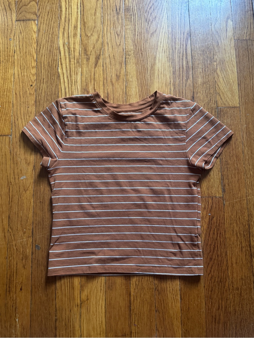 Splash Rust Brown White Striped Baby Tee